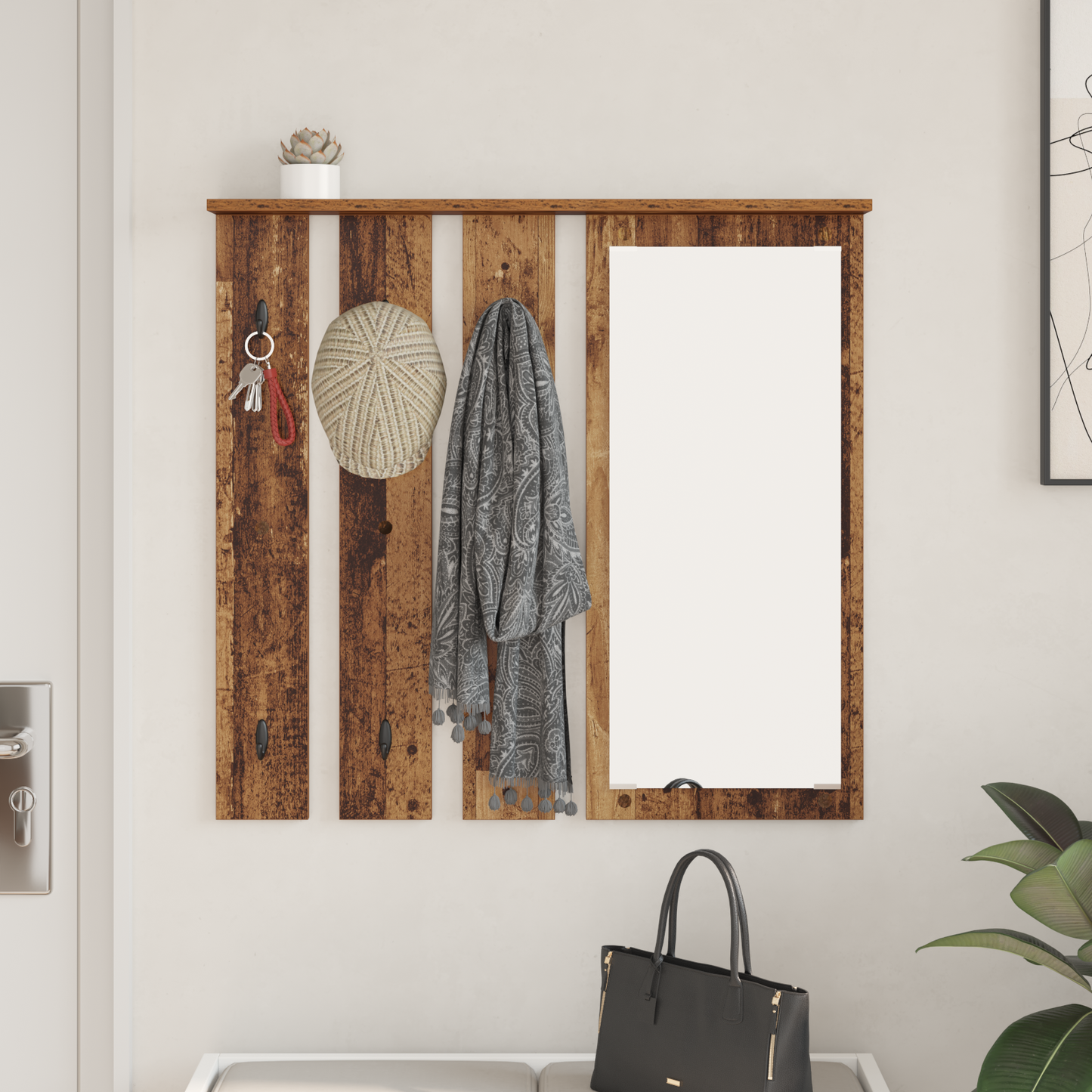Wall-Mounted Coat Rack Old wood 84 x 10 x 80 cm Engineered wood
