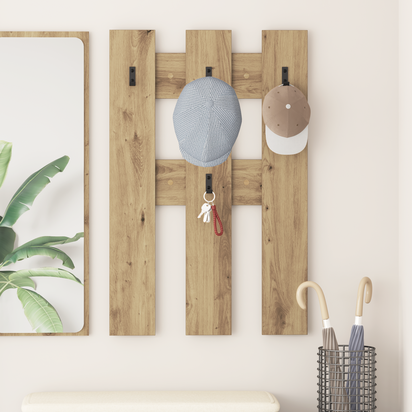Wall-Mounted Coat Rack Wall-mounted Artisan Oak 65 x 3 x 100 cm
