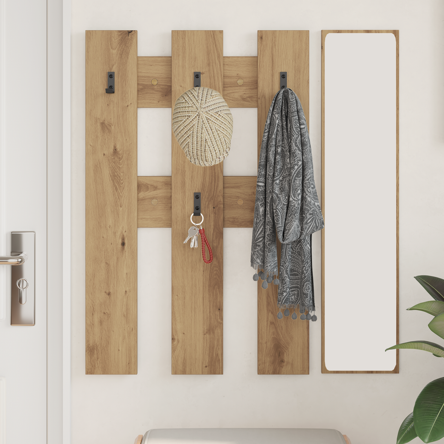Wall-Mounted Coat Rack Wall-mounted Artisan Oak 65 x 3 x 100 cm
