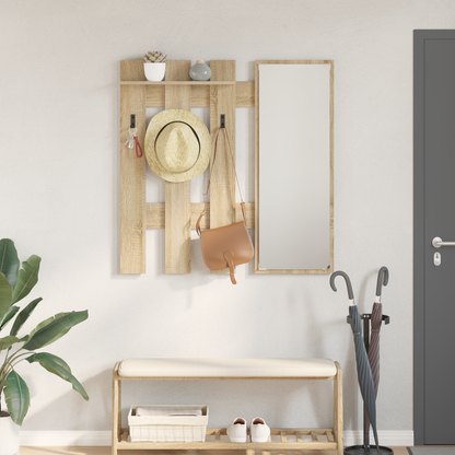 Wall-Mounted Coat Rack with Mirror Sonoma Oak 100 x 10 x 100 cm
