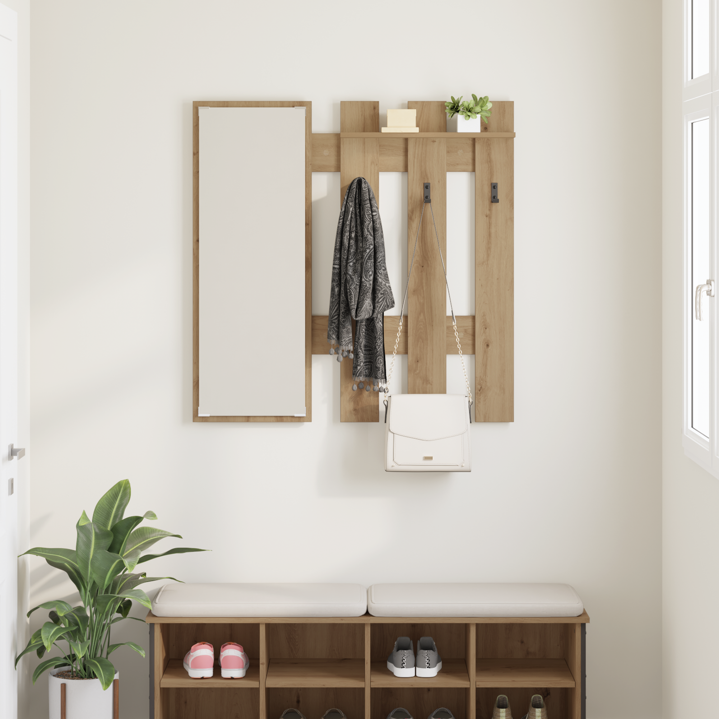 Wall-Mounted Coat Rack Artisan Oak 100 x 10 x 100 cm