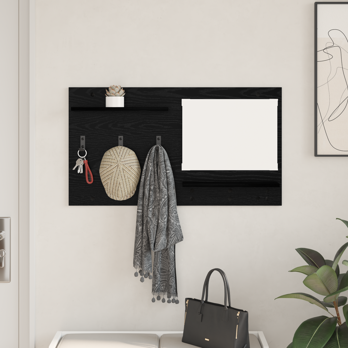 Wall-Mounted Coat Rack with Shelf Black Oak 90 x 10 x 50 cm