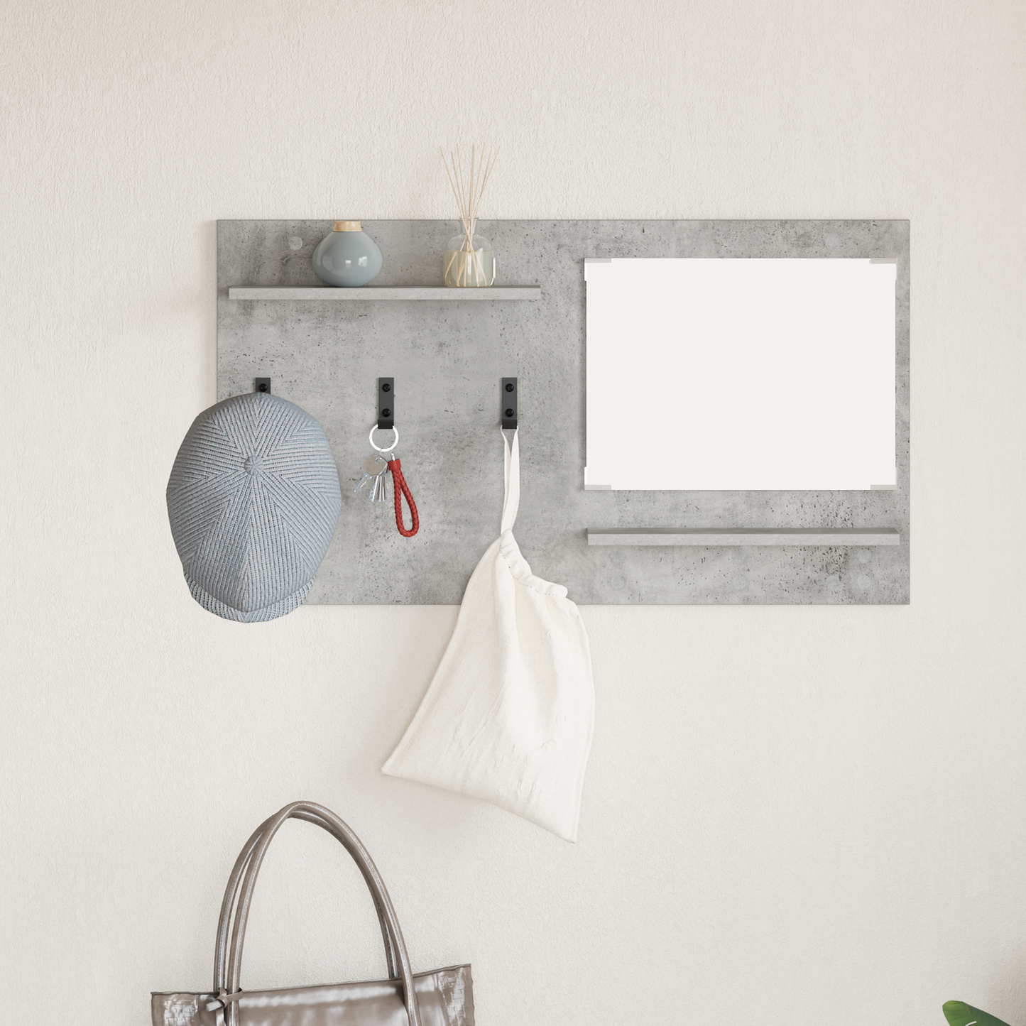 Wall-Mounted Coat Rack with Shelf Concrete Grey 90 x 10 x 50 cm