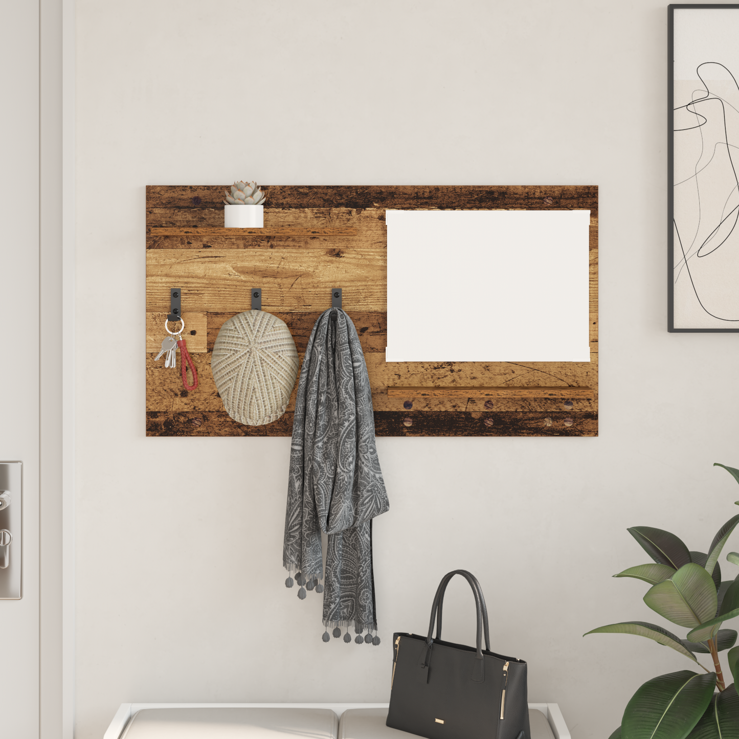 Wall-Mounted Coat Rack Old Wood 90 x 10 x 50 cm Engineered wood