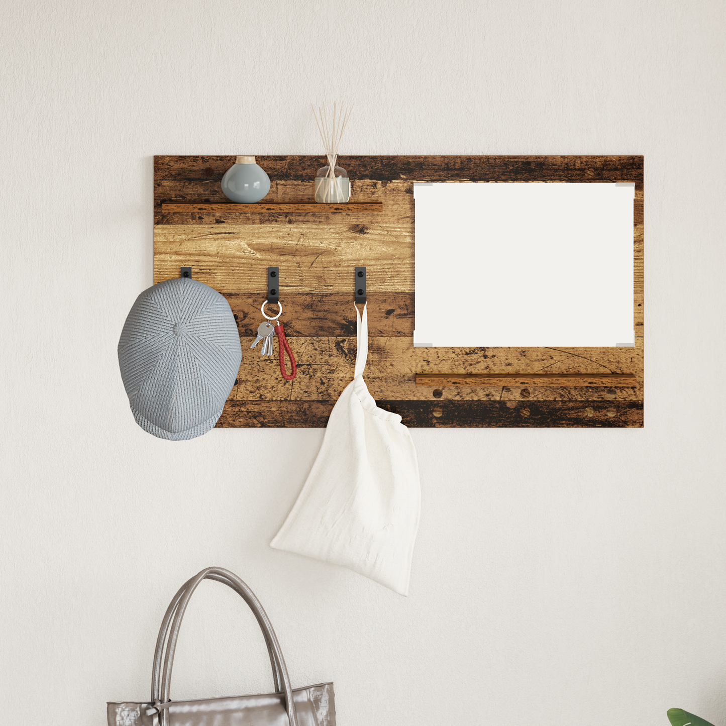 Wall-Mounted Coat Rack Old Wood 90 x 10 x 50 cm Engineered wood