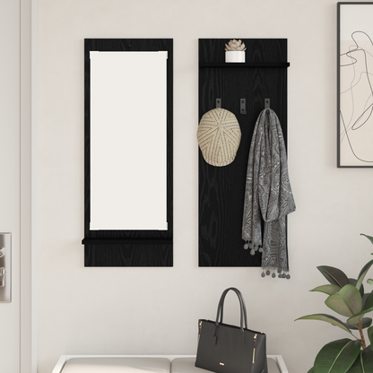 Wall-Mounted Coat Rack with Shelf Black Oak 70 x 10 x 90 cm