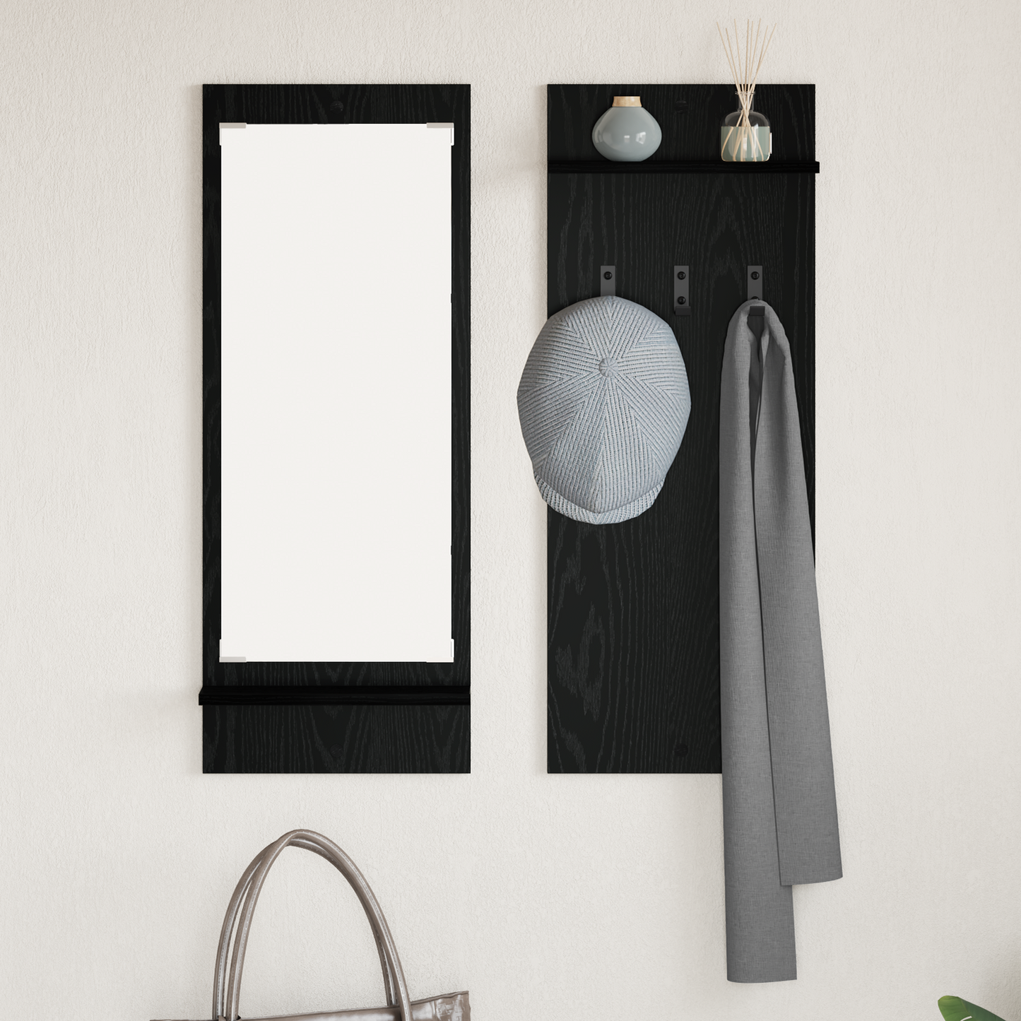 Wall-Mounted Coat Rack with Shelf Black Oak 70 x 10 x 90 cm