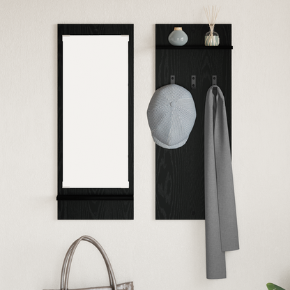 Wall-Mounted Coat Rack with Shelf Black Oak 70 x 10 x 90 cm