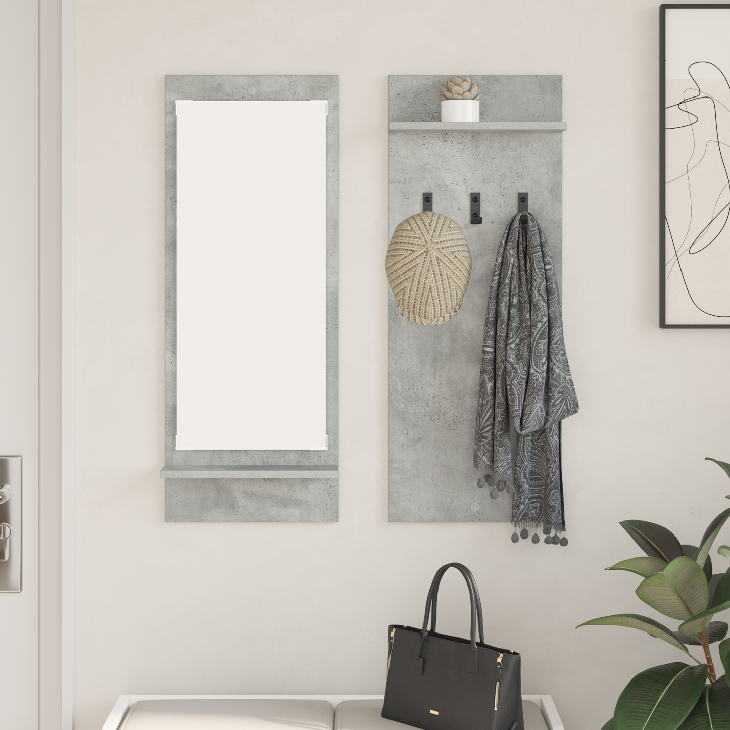Wall-Mounted Coat Rack with Shelf Concrete Grey 70 x 10 x 90 cm