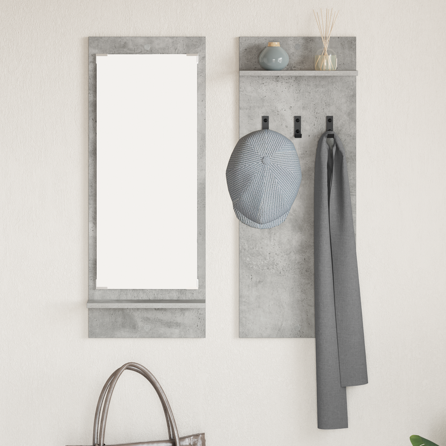 Wall-Mounted Coat Rack with Shelf Concrete Grey 70 x 10 x 90 cm