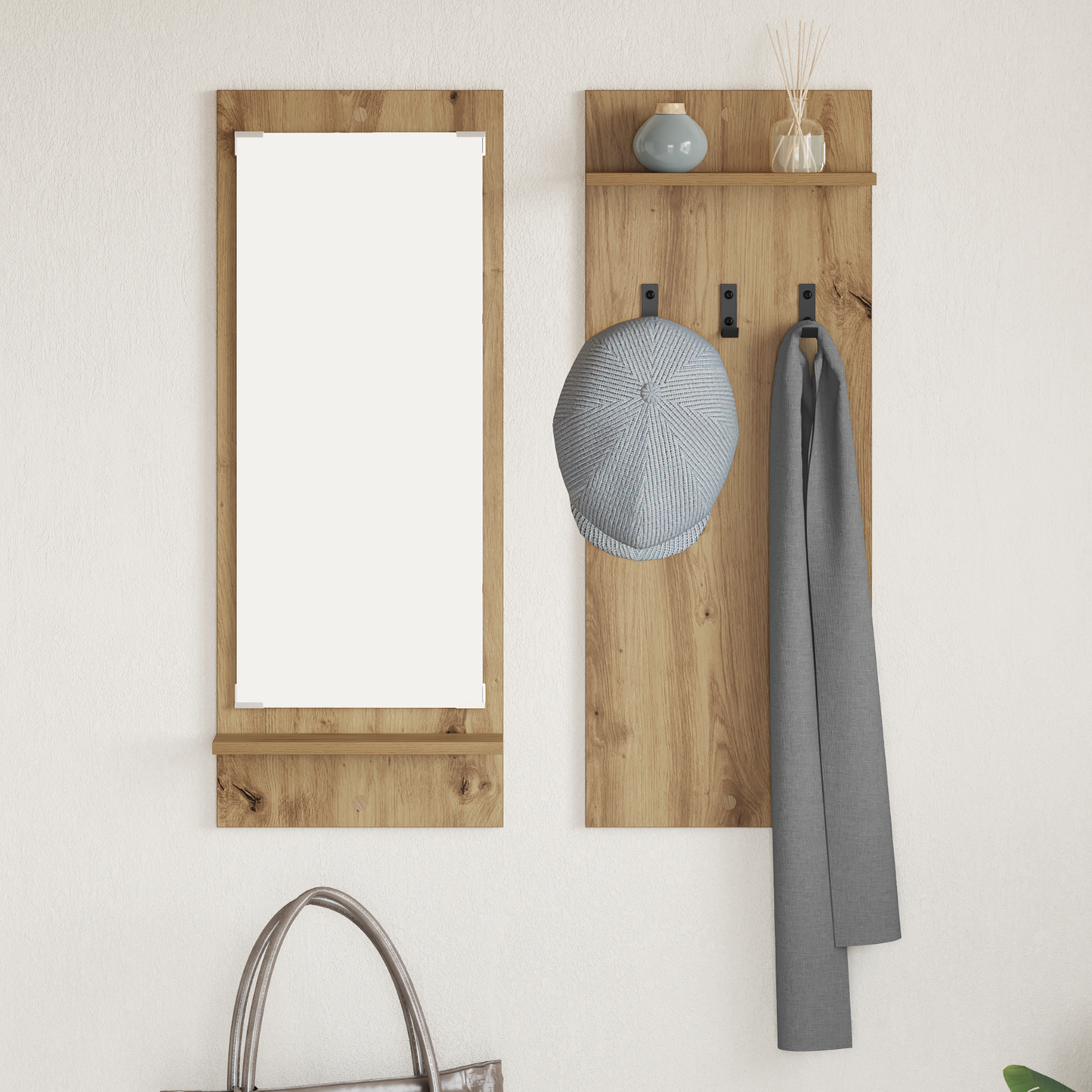 Wall-Mounted Coat Rack with Shelf Artisan Oak 70 x 10 x 90 cm