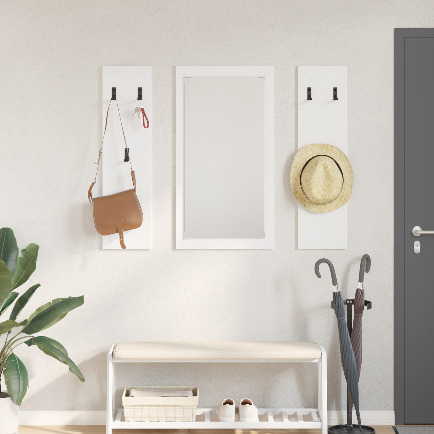 Wall-Mounted Coat Rack White 96 x 1.5 x 90 cm Engineered wood