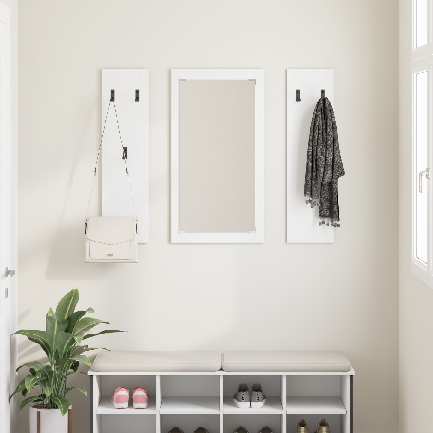 Wall-Mounted Coat Rack White 96 x 1.5 x 90 cm Engineered wood