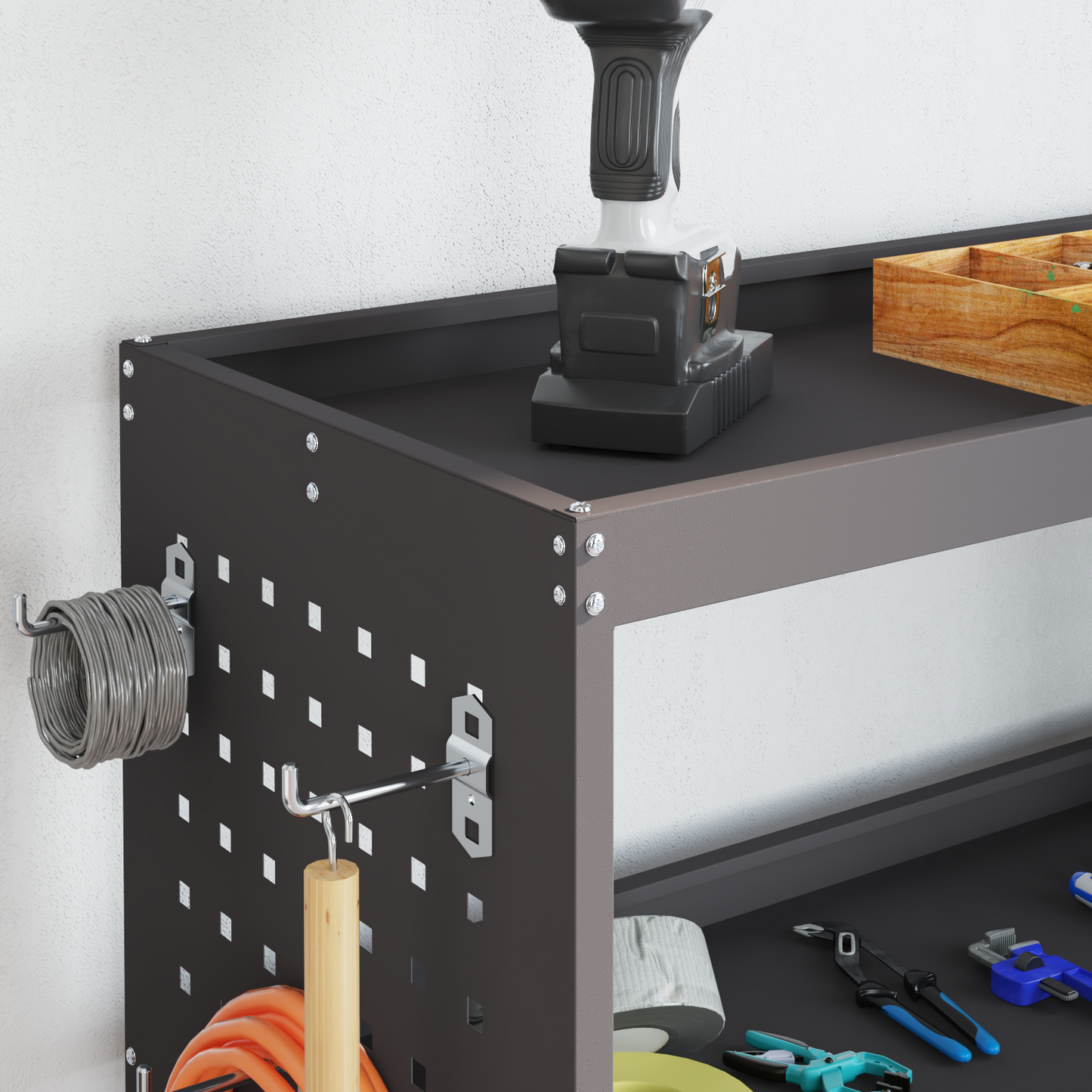 Tool Trolley with Shelf Black 75 x 35 x 73 cm Cold-rolled Steel