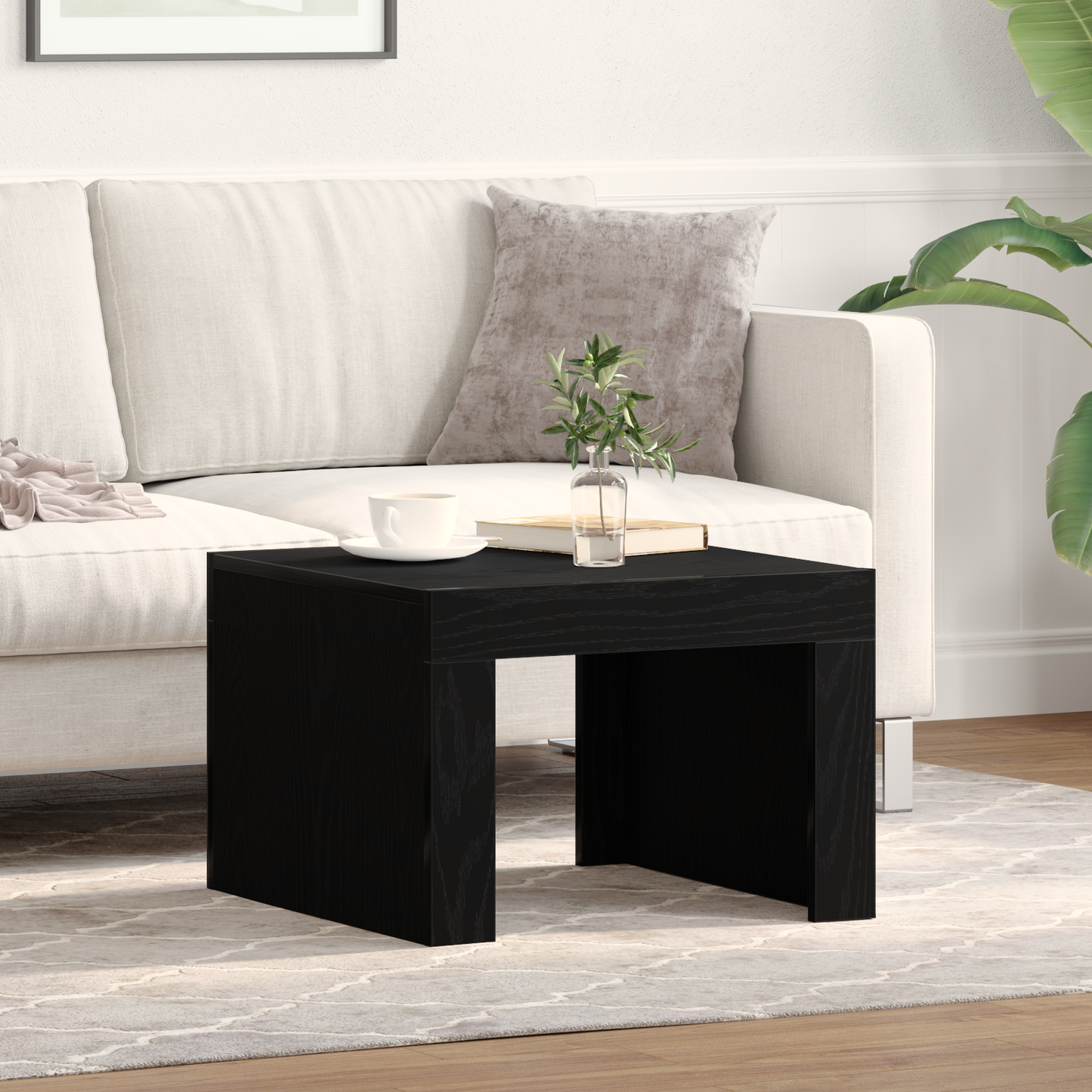 Coffee Table Black Oak 50 x 50 x 35 cm Engineered Wood