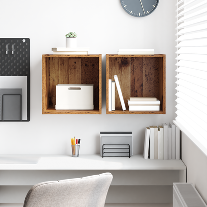 Wall Cabinet 2 pcs Old Wood 37 x 37 x 37 cm Engineered Wood