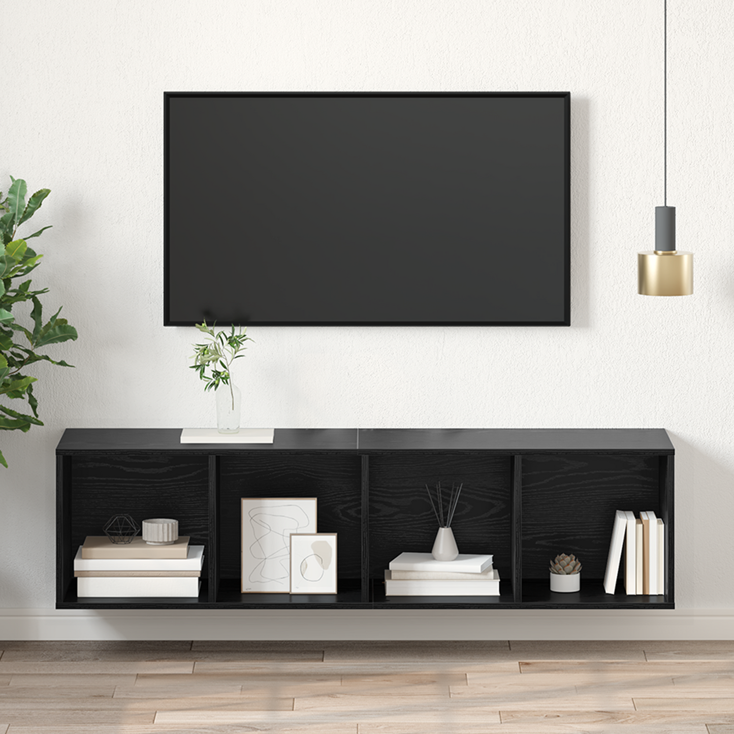 TV Cabinet Set Black Oak 37 x 37 x 142.5 cm Engineered Wood