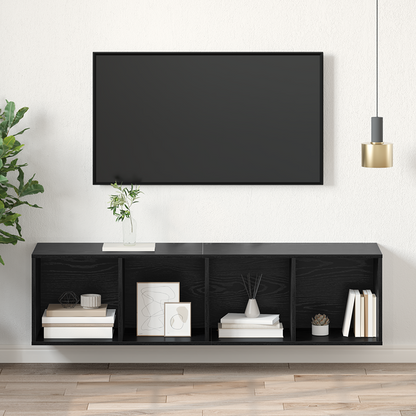 TV Cabinet Set Black Oak 37 x 37 x 142.5 cm Engineered Wood