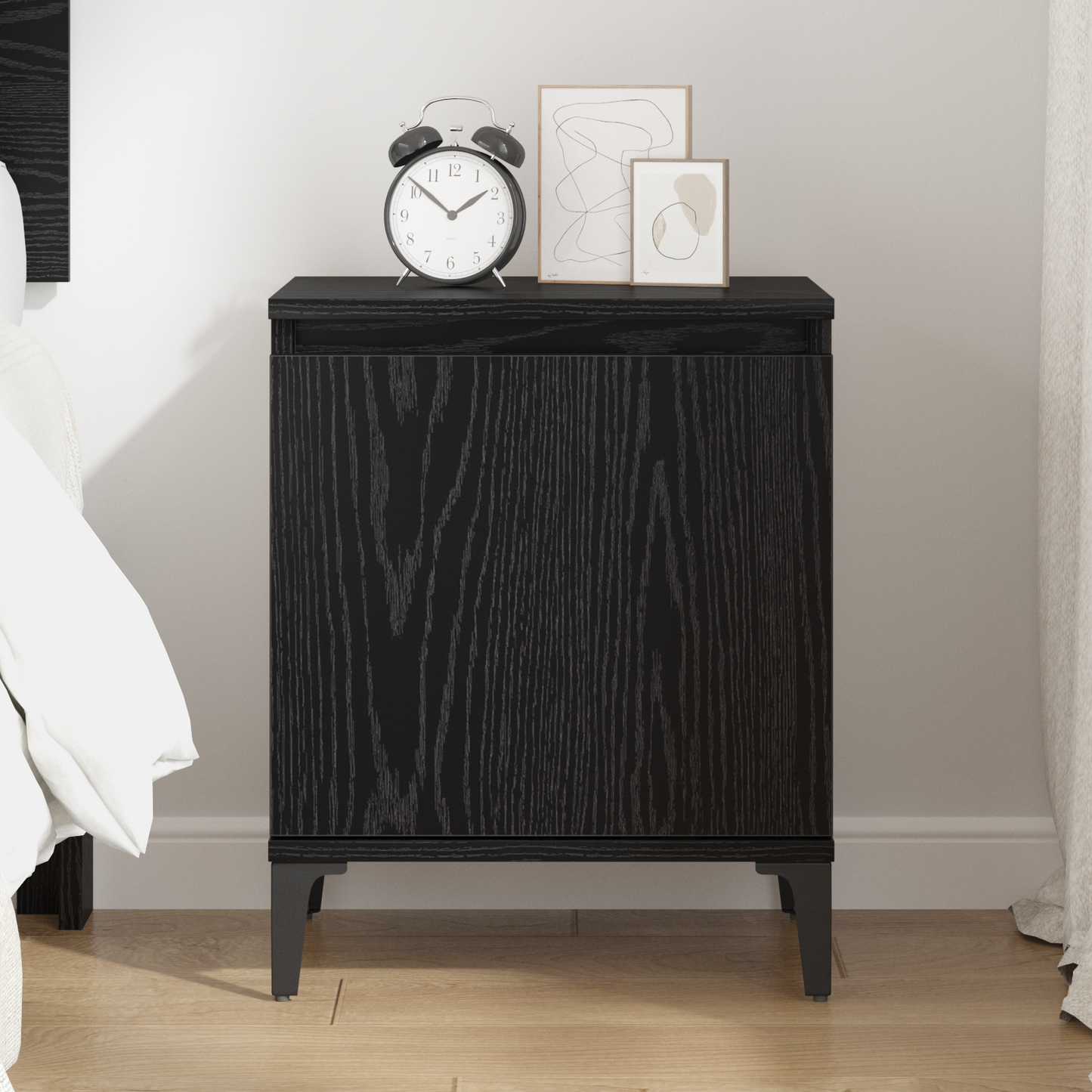 Bedside Cabinet Black Oak 40 x 30 x 50 cm Engineered Wood