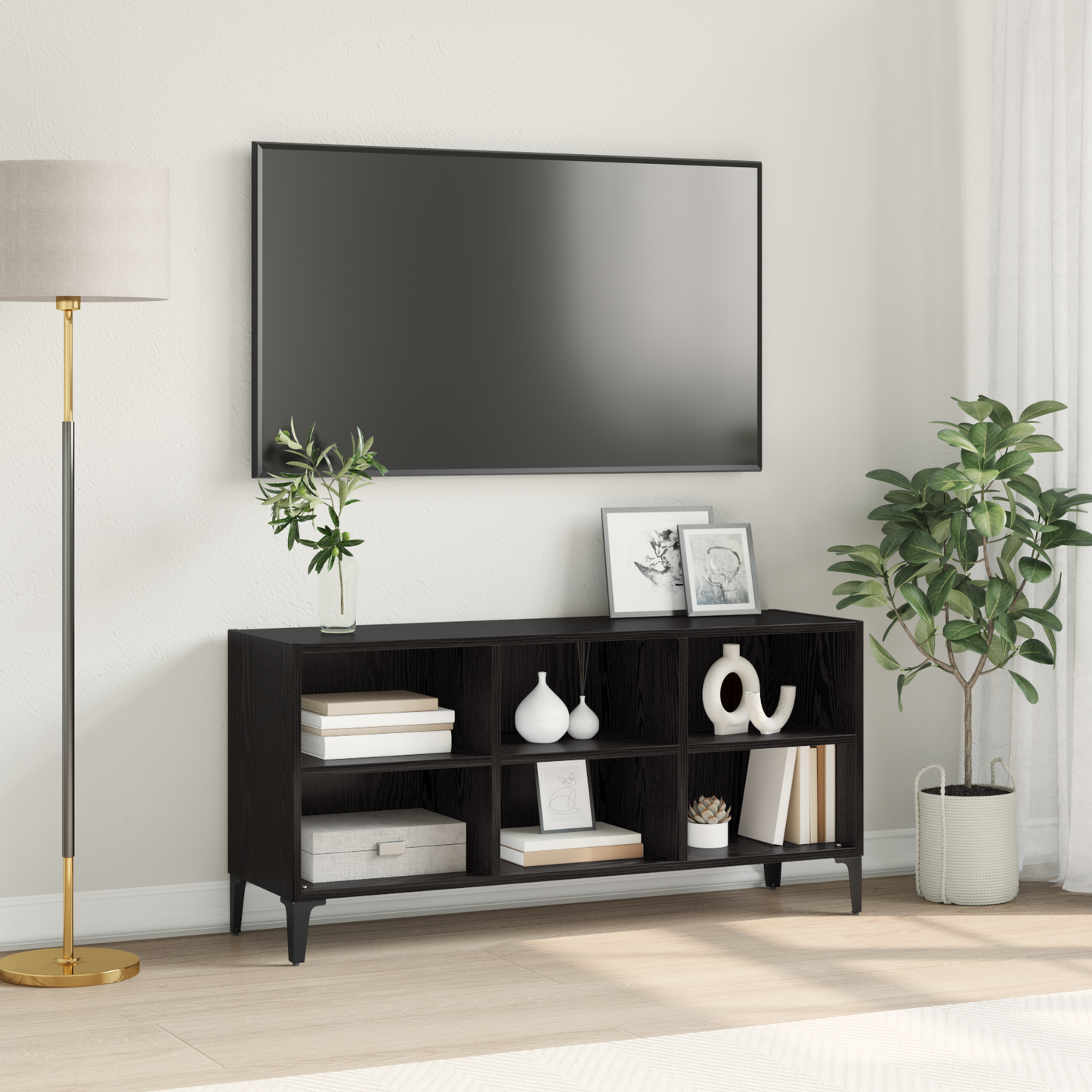 TV Cabinet Set Black 103.5 x 30 x 50 cm Engineered Wood