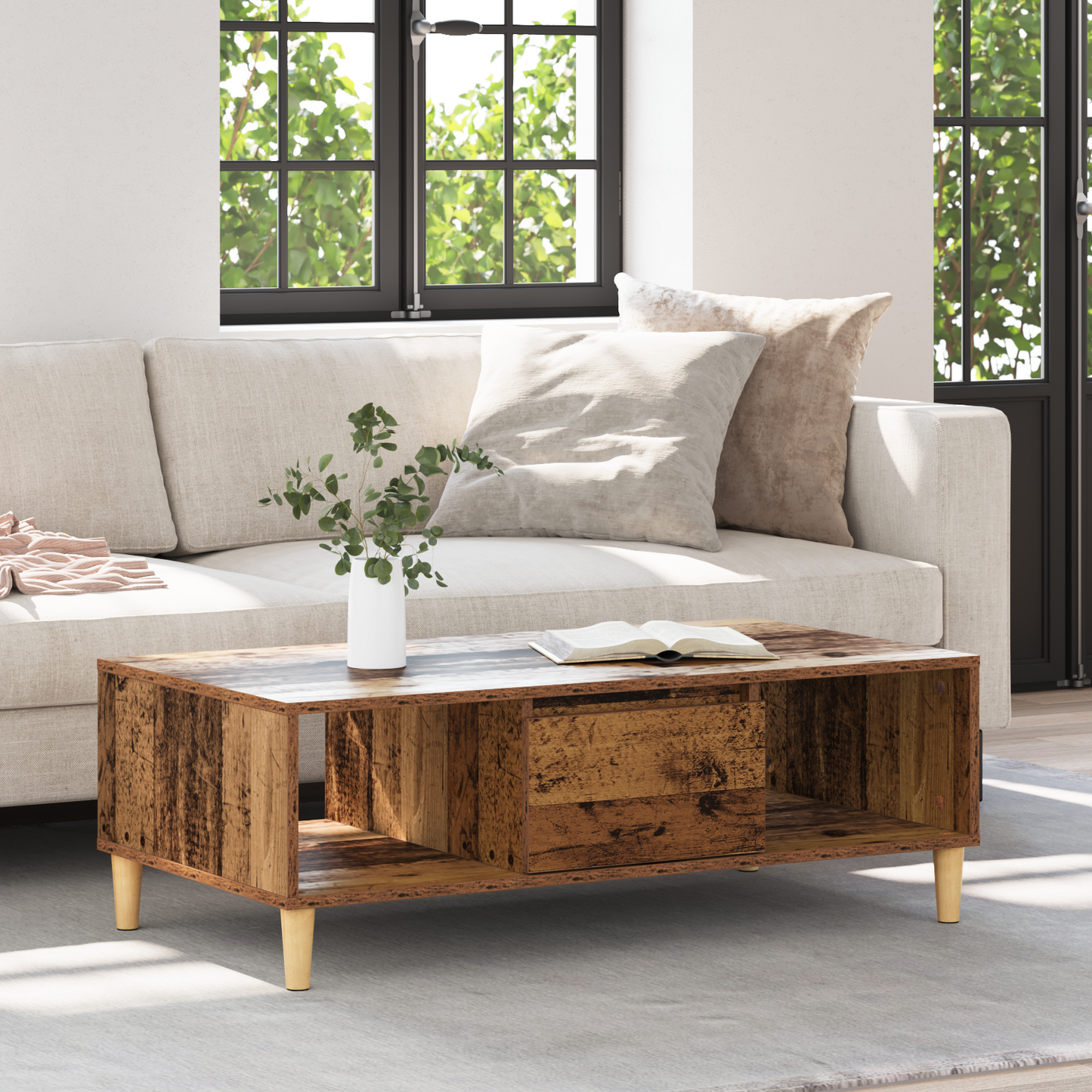 Coffee Table Old Wood 102 x 55 x 35 cm Engineered Wood