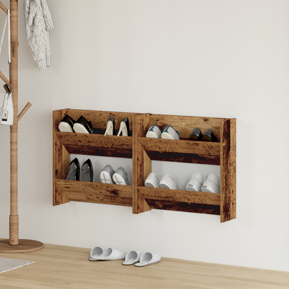 Shoe Cabinet 2 pcs Old Wood 60 x 18 x 60 cm Engineered Wood