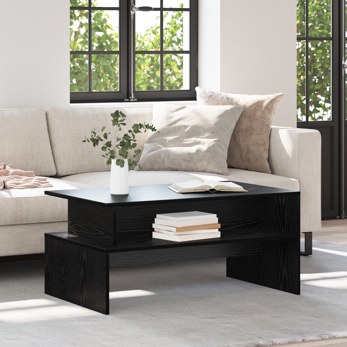 Coffee Table Black Oak 90 x 55 x 42.5 cm Engineered Wood