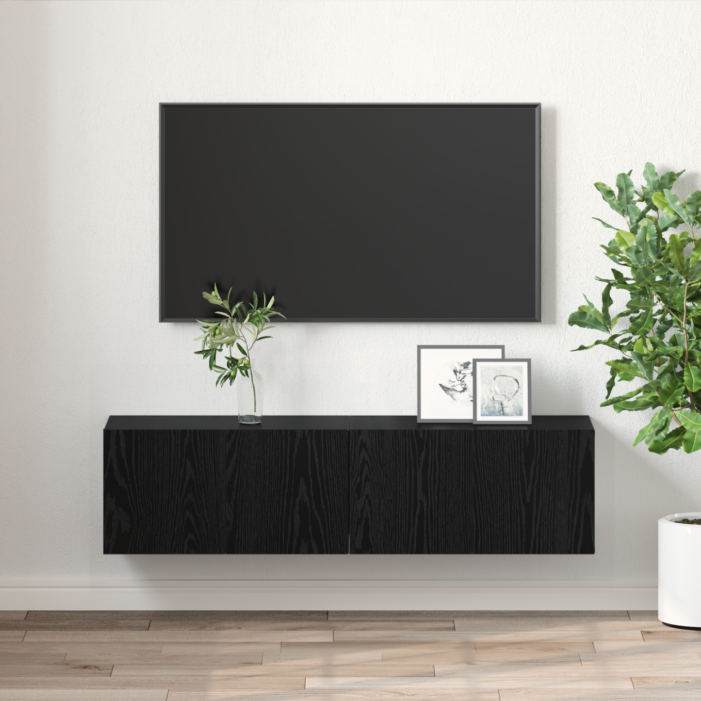 TV Cabinet Set 2 pcs Black 60 x 30 x 30 cm Engineered Wood
