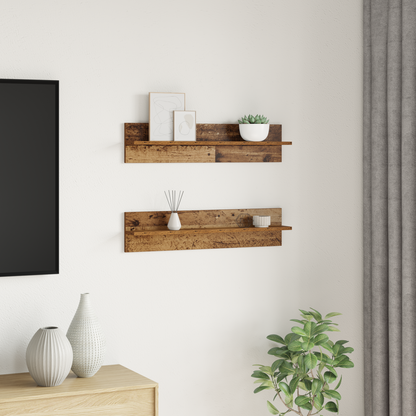 Wall Shelf 2 pcs Old Wood 80 x 11.5 x 18 cm Engineered Wood