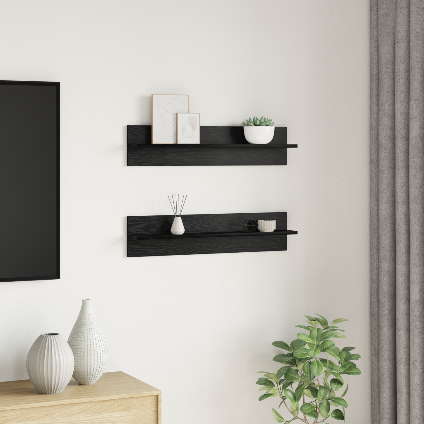 Wall Shelf 2 pcs Black Oak 80 x 11.5 x 18 cm Engineered Wood