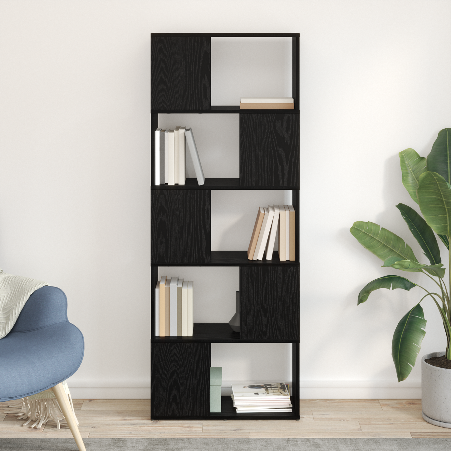 TV Cabinet Set Black 60 x 24 x 156 cm Engineered Wood