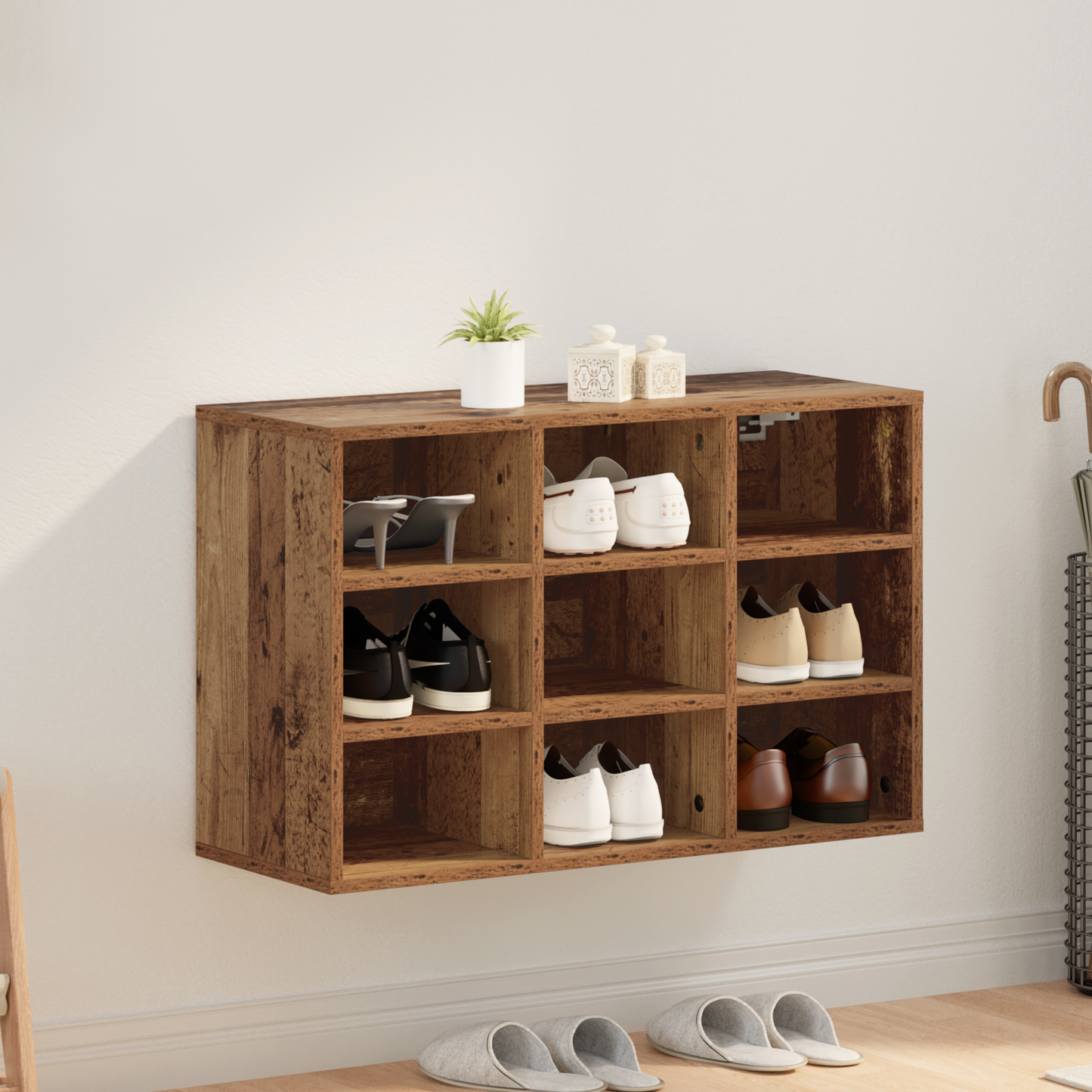 Shoe Cabinet Old Wood 77.5 x 30 x 51 cm Engineered Wood
