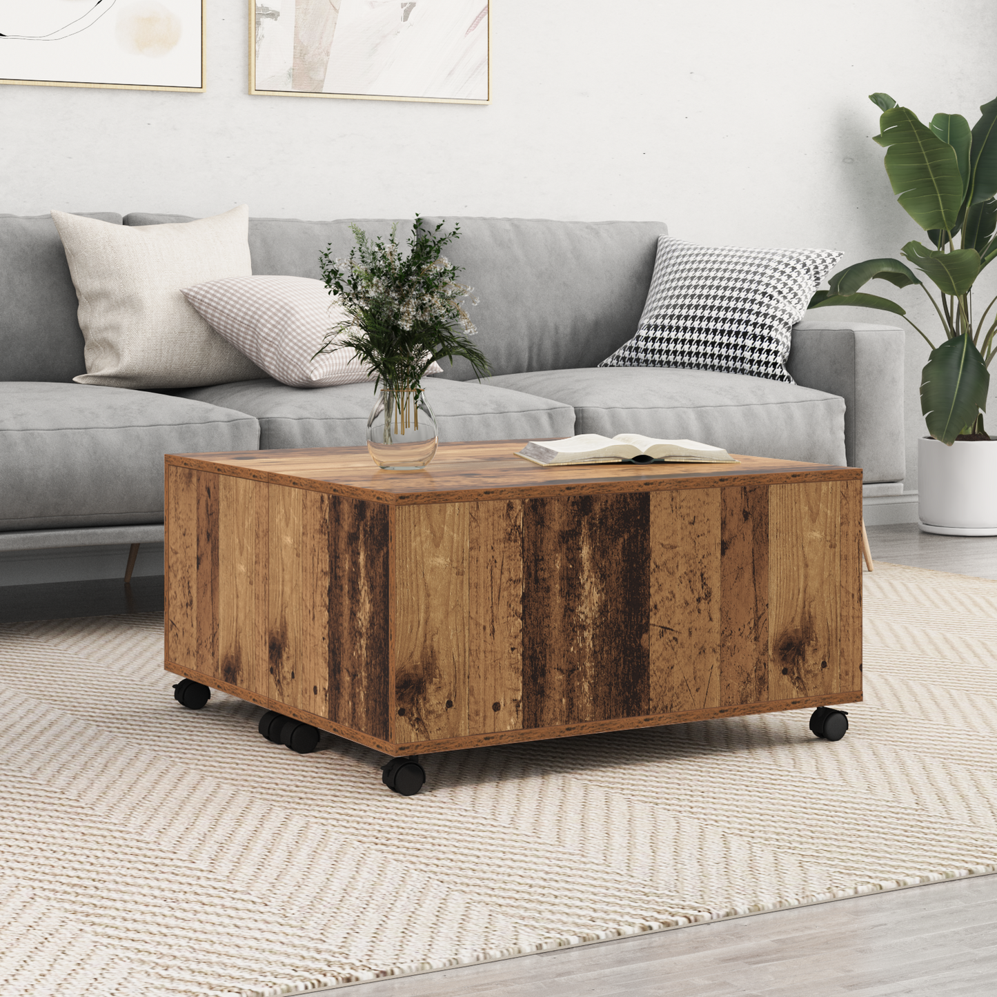 Coffee Table Old Wood 75 x 75 x 38 cm Engineered Wood