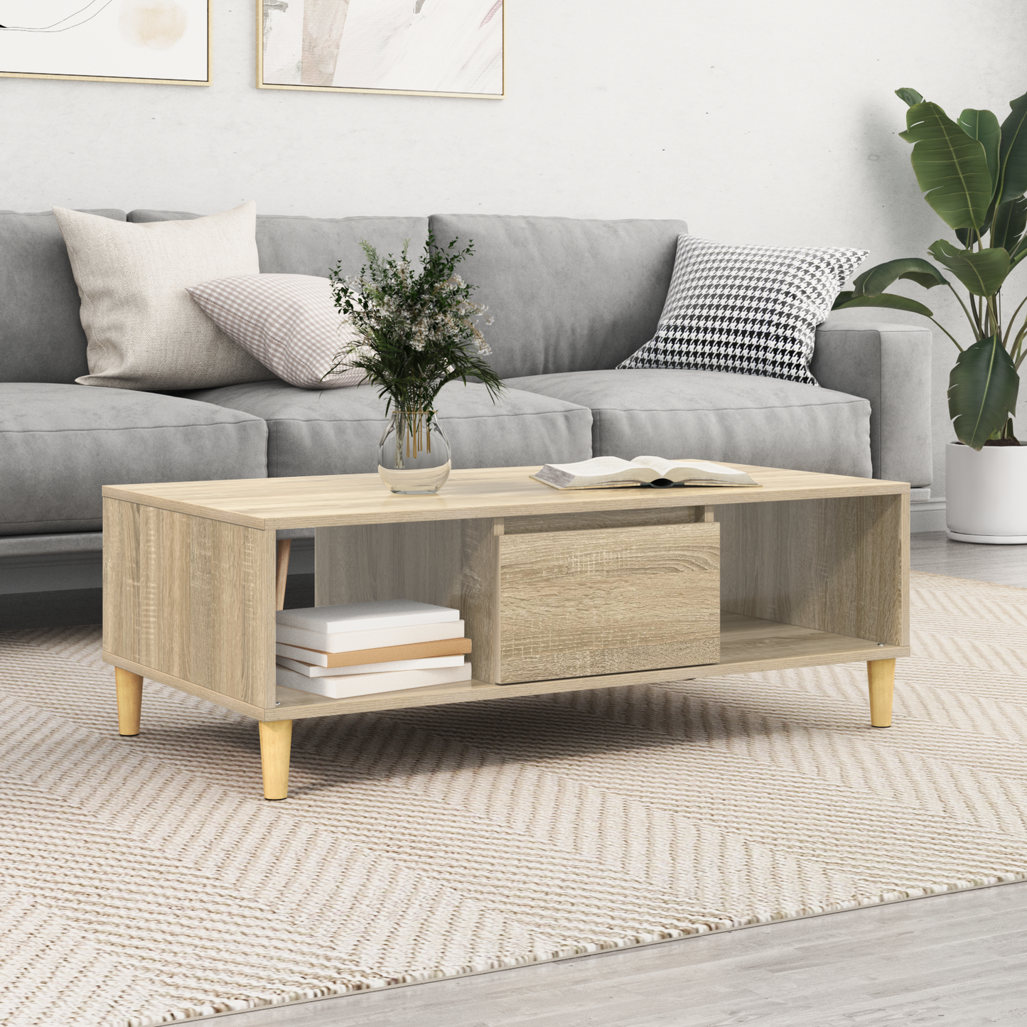 Coffee Table Sonoma Oak 102 x 55 x 35 cm Engineered Wood