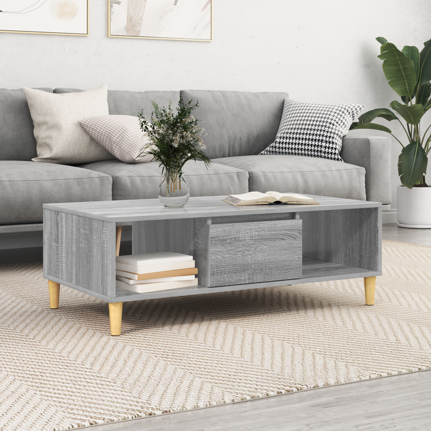 Coffee Table Grey Sonoma 102 x 55 x 35 cm Engineered Wood