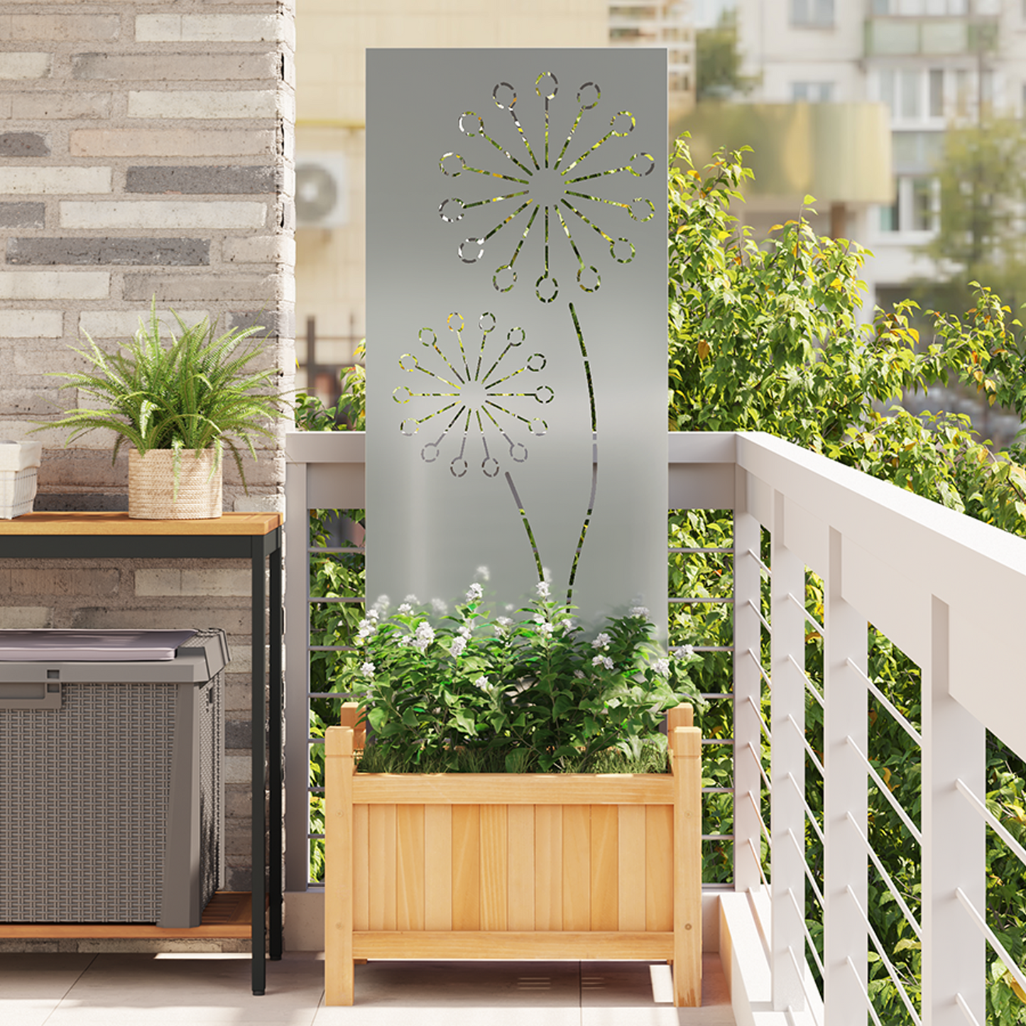 Garden Privacy Screen Silver 50 x 140 cm Galvanised steel