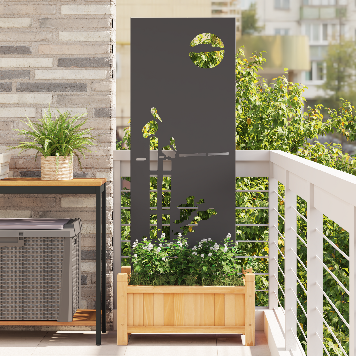 Garden Privacy Screen Black 50 x 140 cm Cold-rolled steel