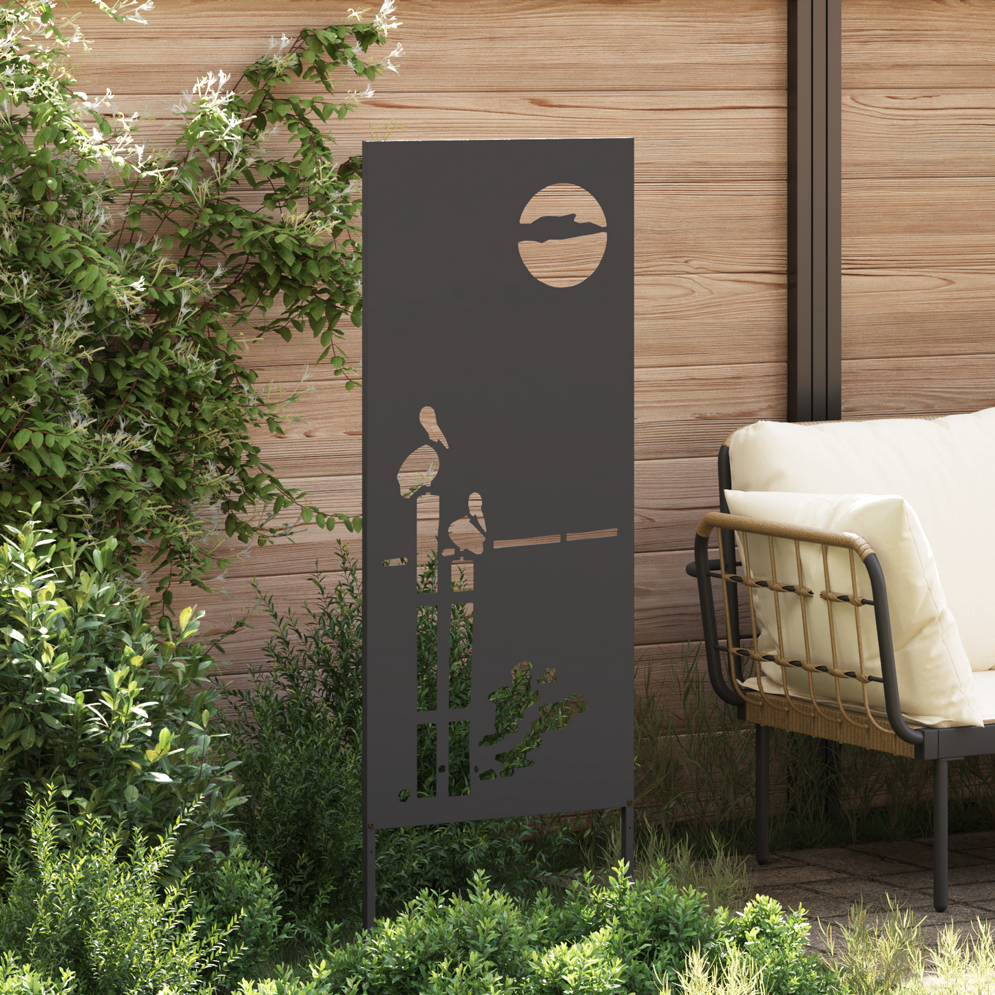 Garden Privacy Screen Black 50 x 140 cm Cold-rolled steel