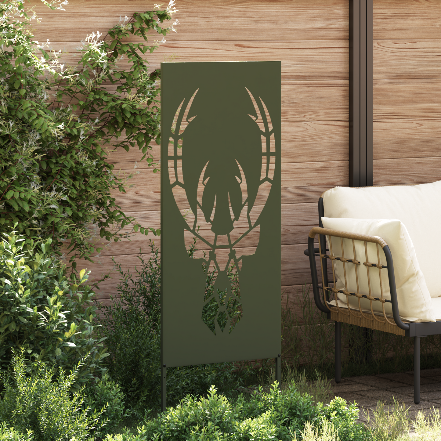 Garden Privacy Screen Olive green 50 x 140 cm Cold-rolled steel
