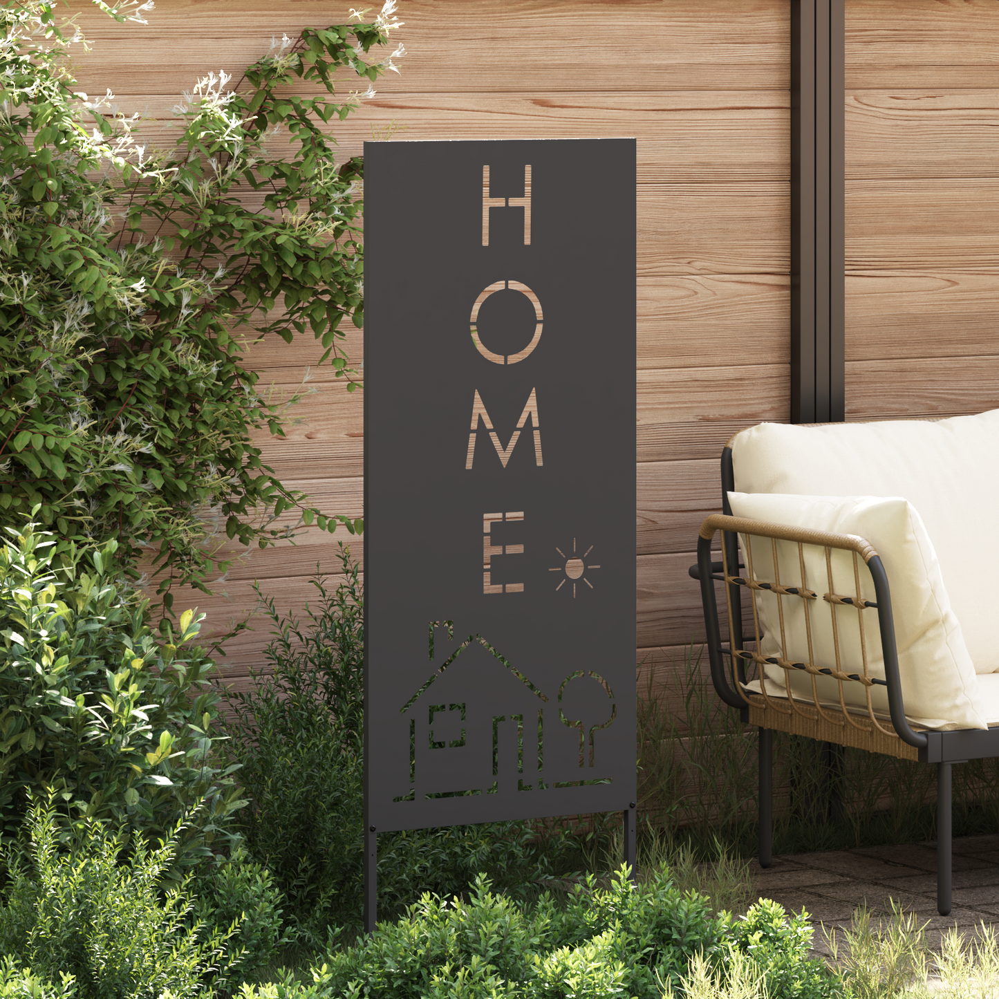 Garden Privacy Screen Black 50 x 140 cm Cold-rolled steel