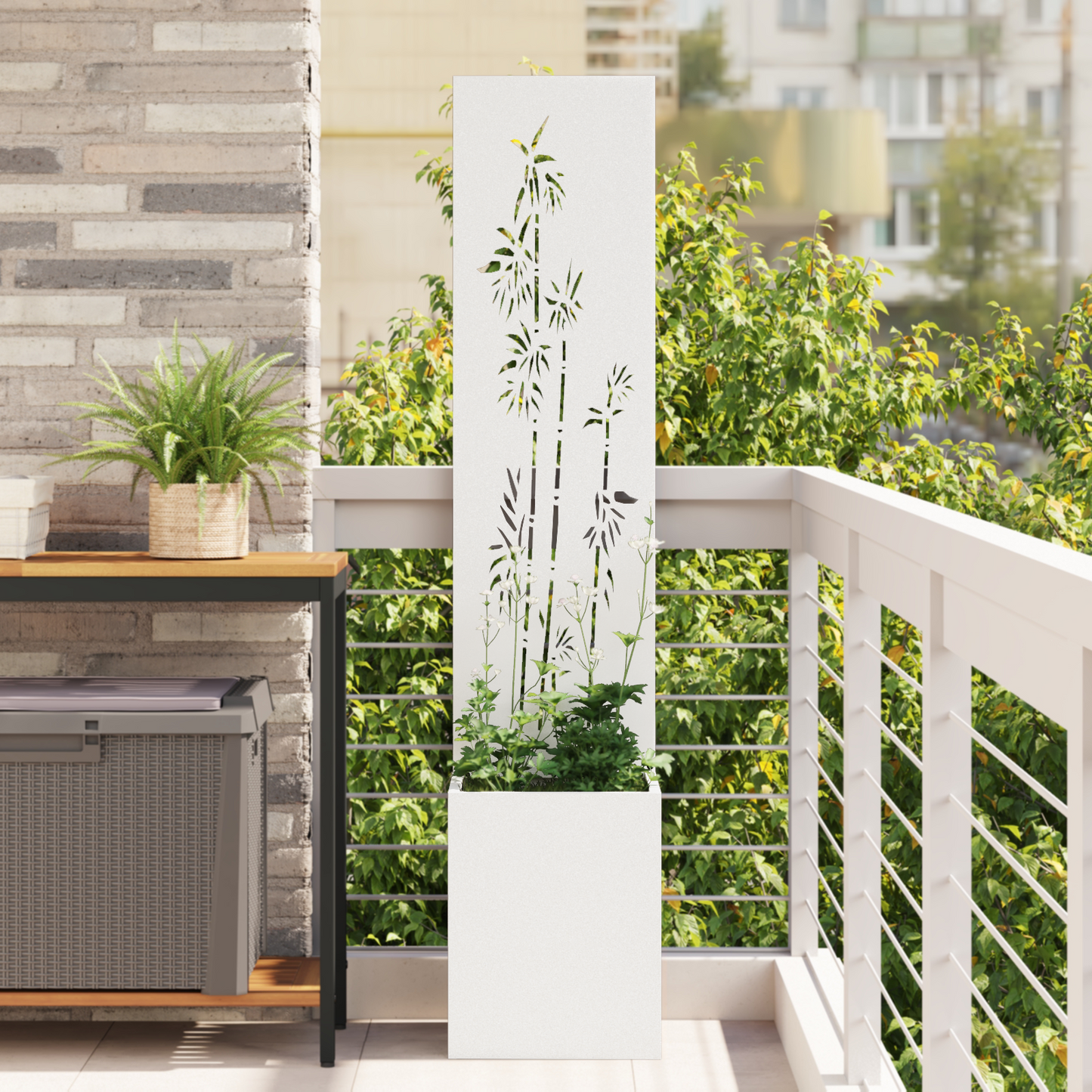 Garden Privacy Screen White 32 x 150 cm Cold-rolled steel