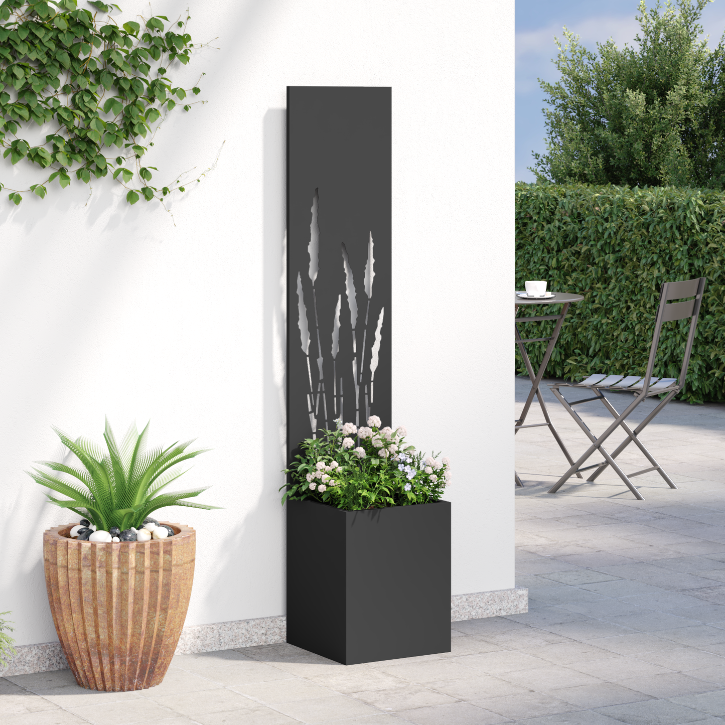 Garden Privacy Screen Black 32 x 32 x 150 cm Cold-rolled steel