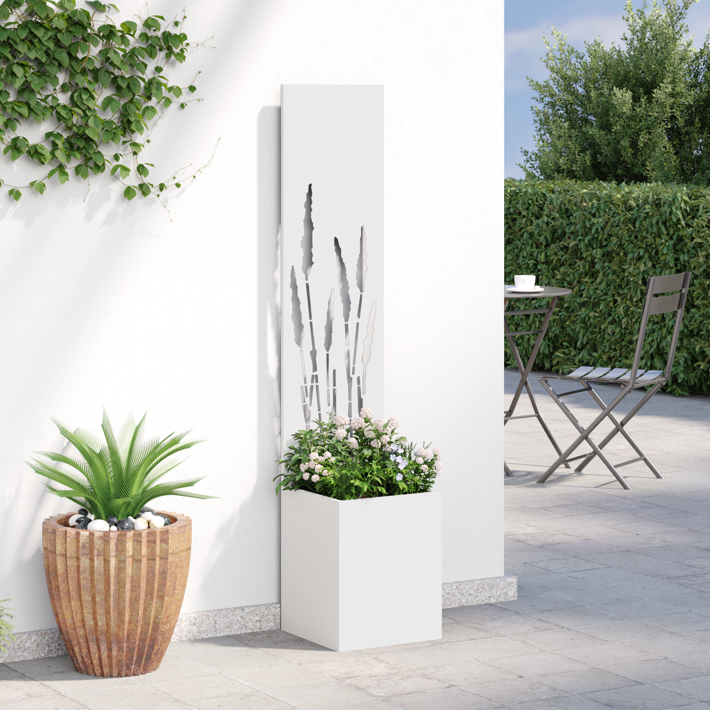 Garden Privacy Screen White 32 x 150 cm Cold-rolled steel