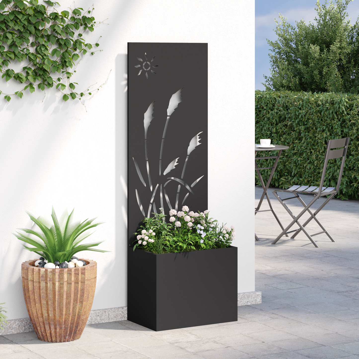Garden Privacy Screen Black 50 x 150 cm Cold-rolled steel