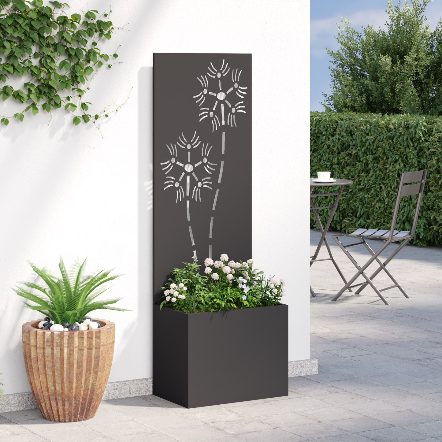 Garden Privacy Screen Black 50 x 32 x 150 cm Cold-rolled steel