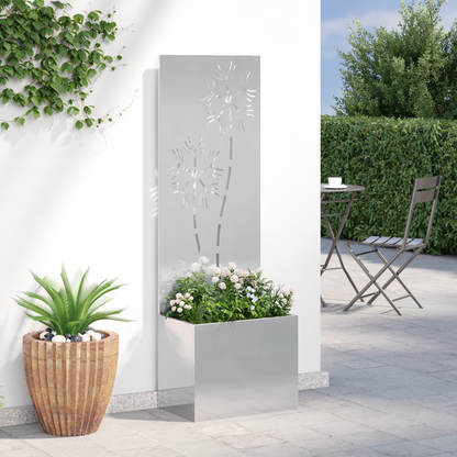 Garden Privacy Screen Floral Sliver 50 x 150 cm Stainless steel