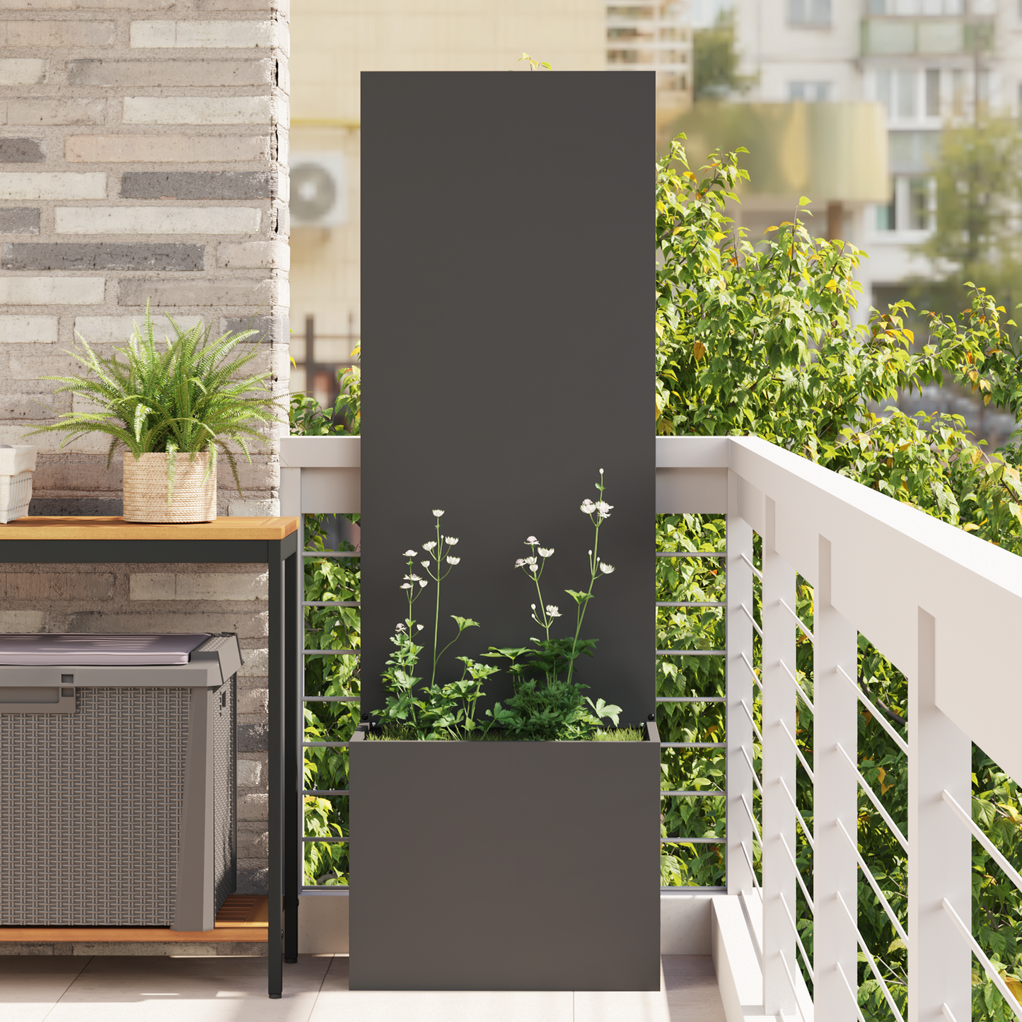 Garden Privacy Screen Black 50 x 150 cm Cold-rolled steel