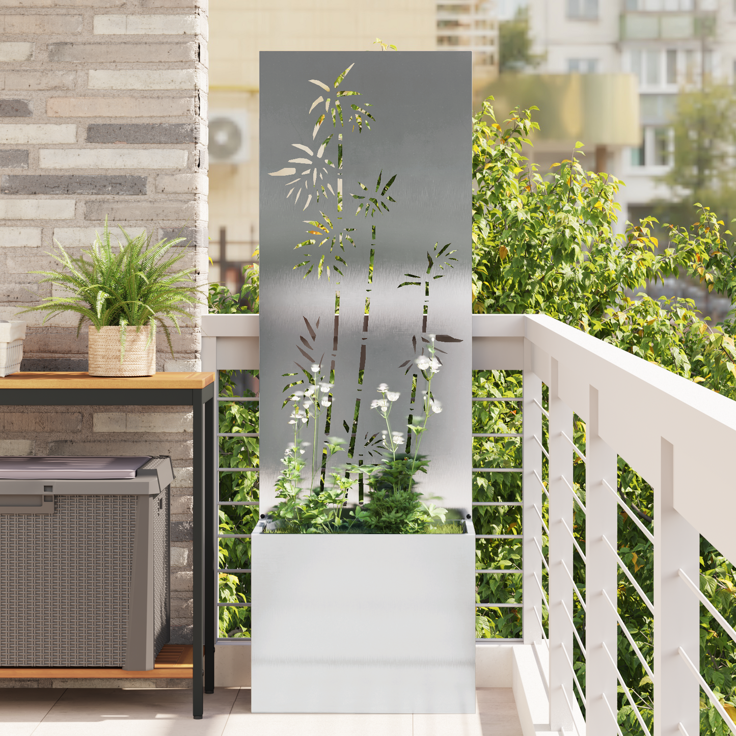 Garden Privacy Screen Floral Sliver 50 x 150 cm Stainless steel