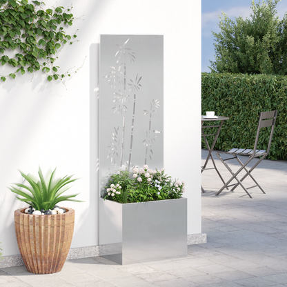 Garden Privacy Screen Floral Sliver 50 x 150 cm Stainless steel