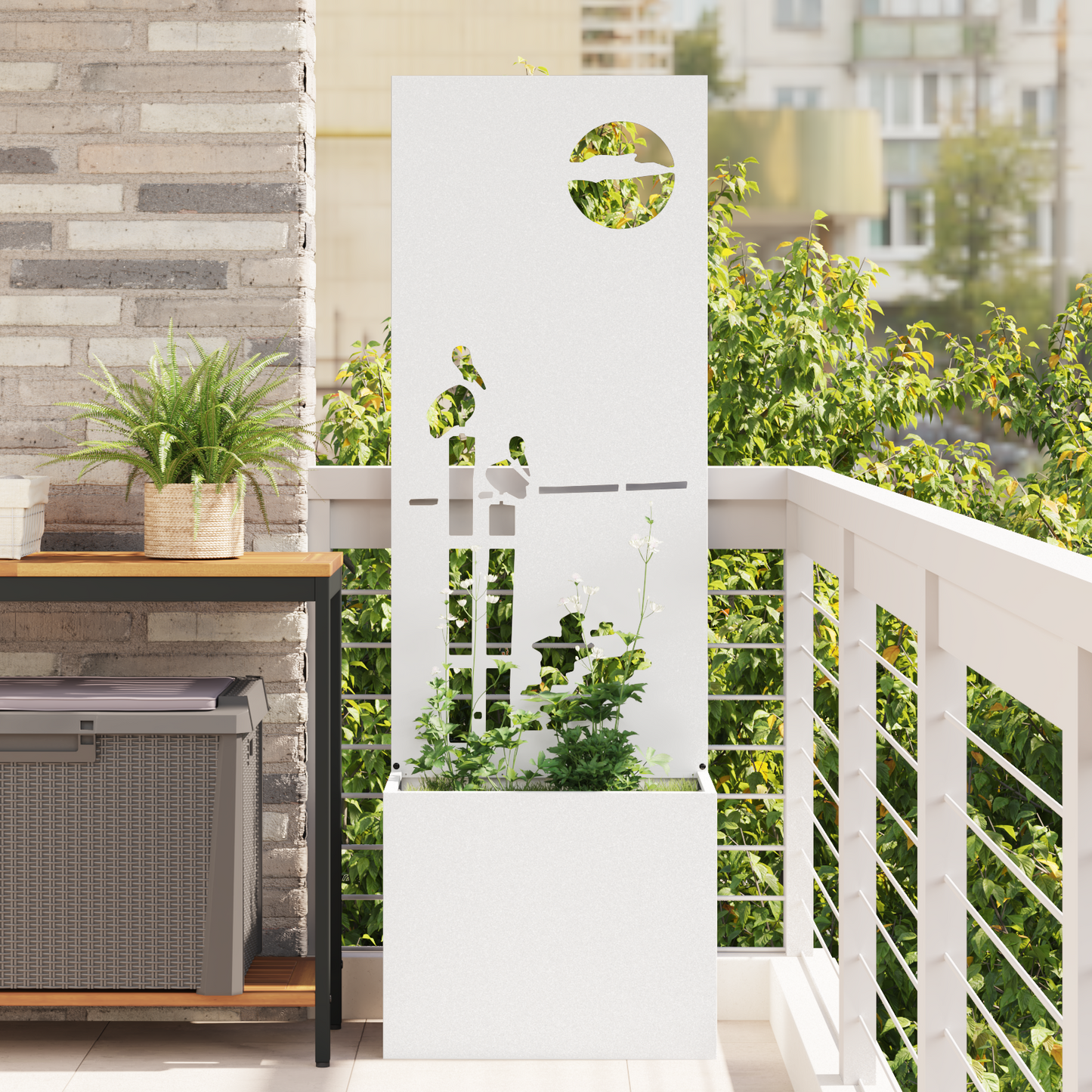 Garden Privacy Screen White 50 x 150 cm Cold-rolled steel